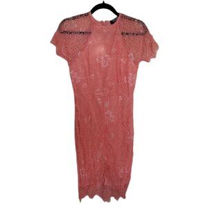Women's Midi Pink Lace Dress
